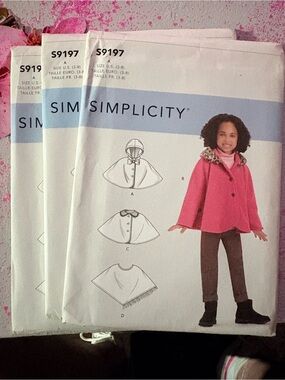 BN UNCUT SIMPLICITY 9197 A GIRLS COAT CAPE SEWING PATTERNS